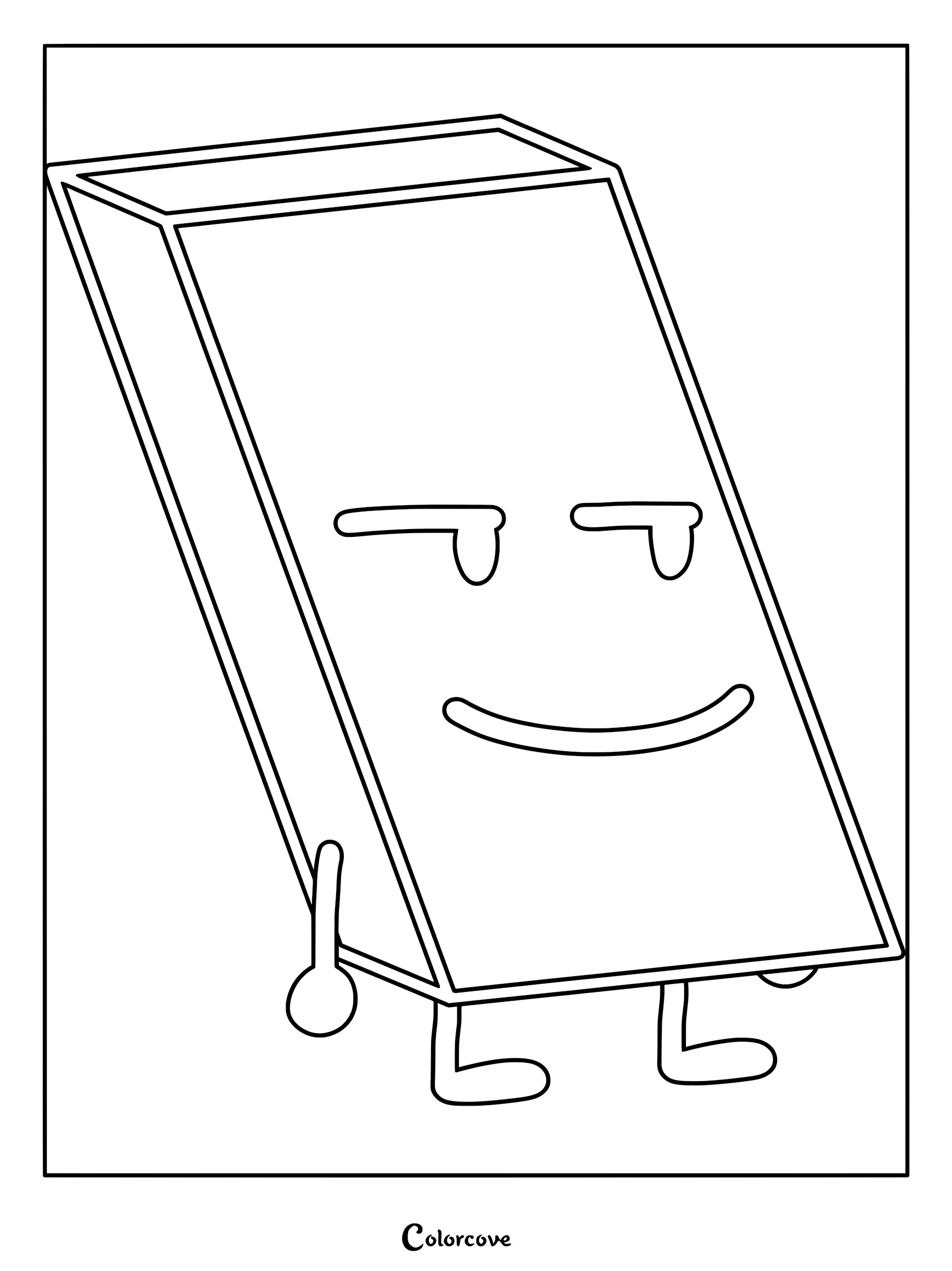 Eraser from Battle For Dream Island standing with a smirk, printable coloring page.