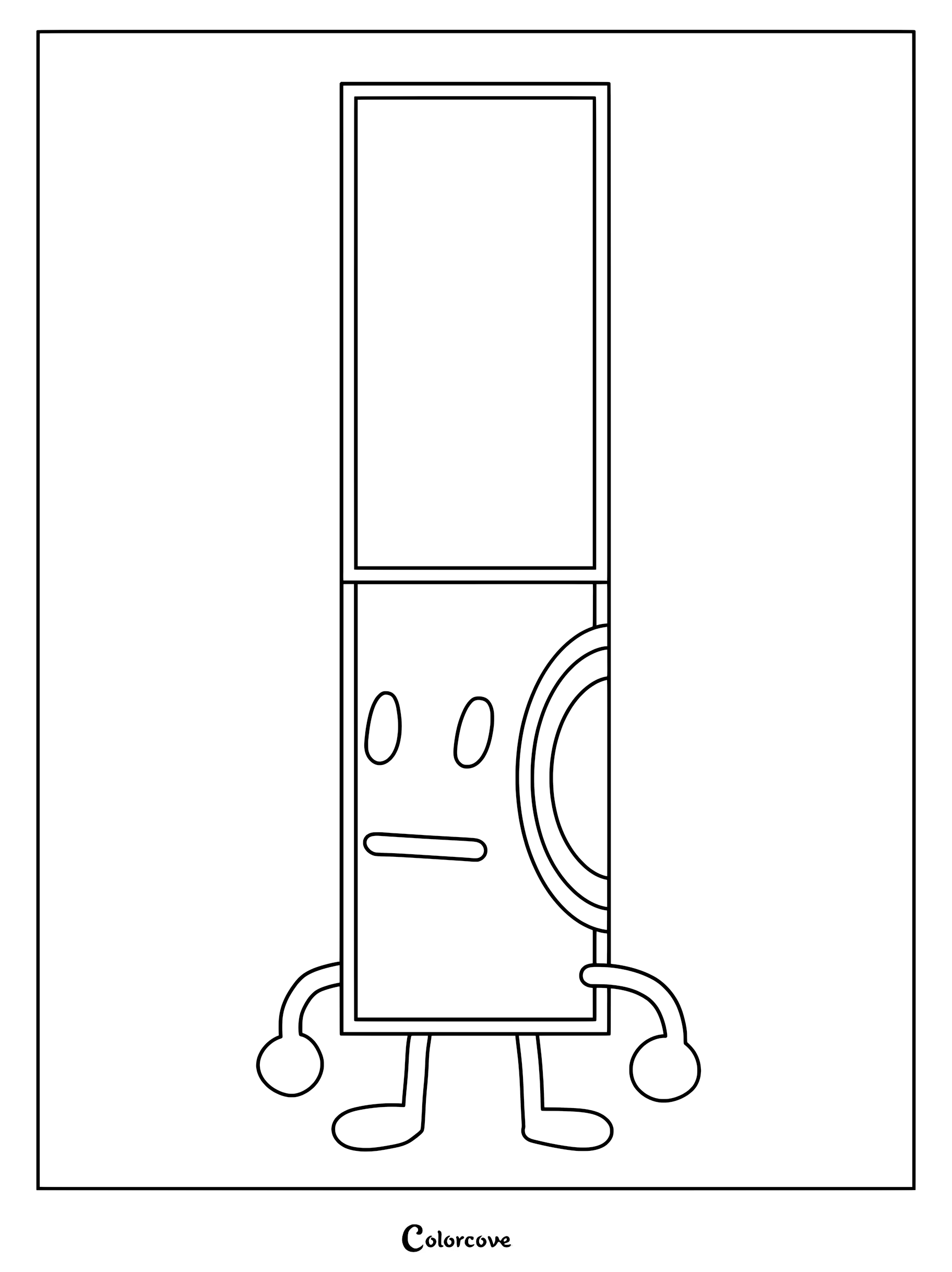 Marker from Battle For Dream Island standing in a simple line art coloring page style.