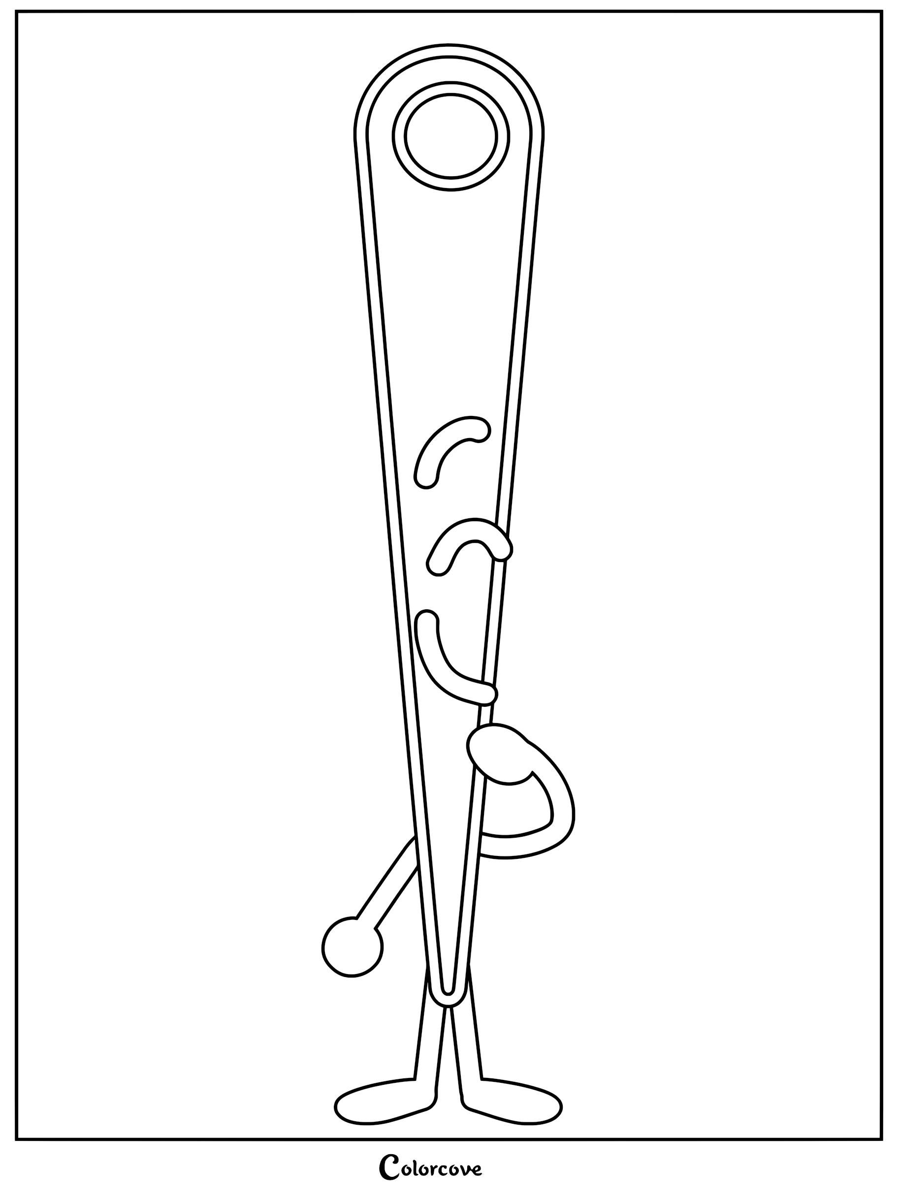 Needle from Battle For Dream Island standing in a simple pose on a printable coloring page.