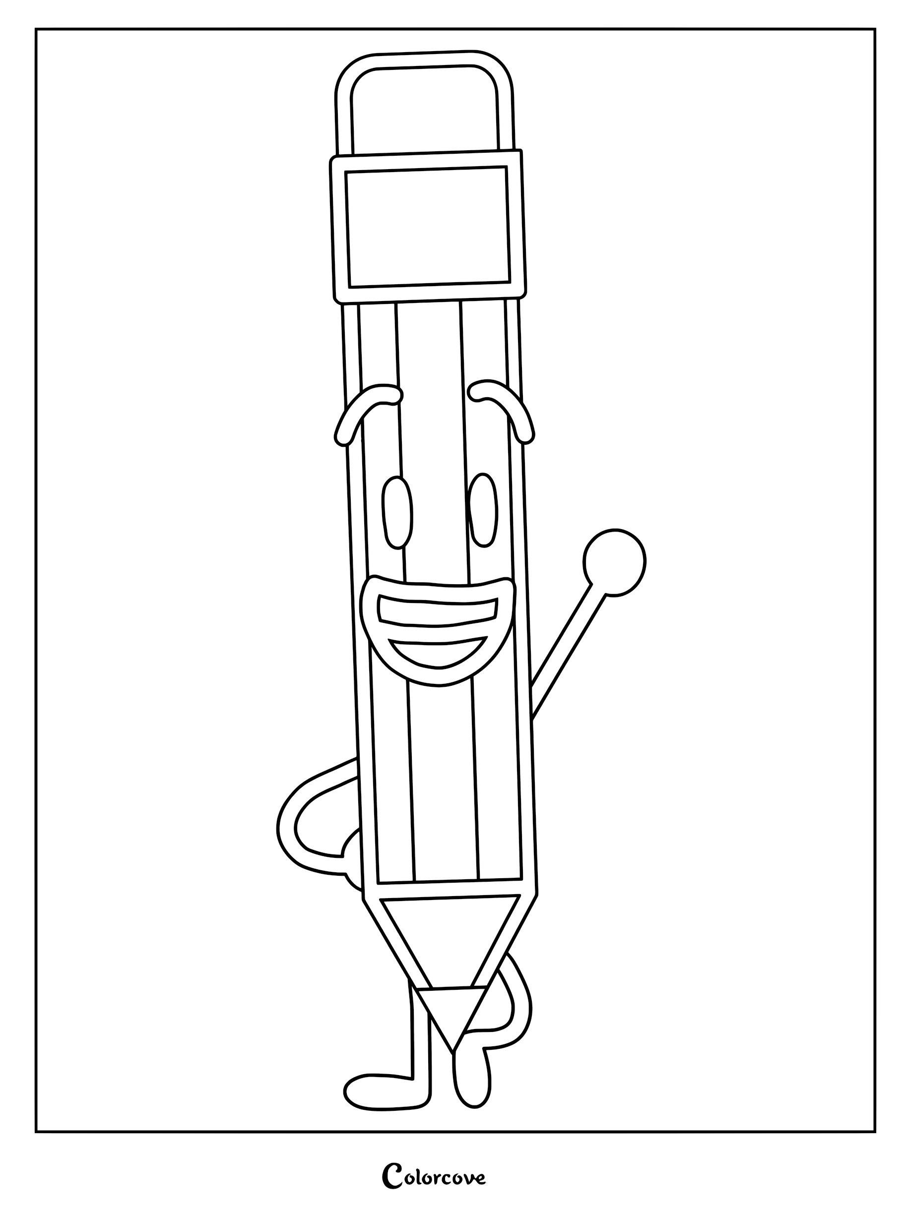 Pencil from Battle For Dream Island waving hello in this printable coloring page.