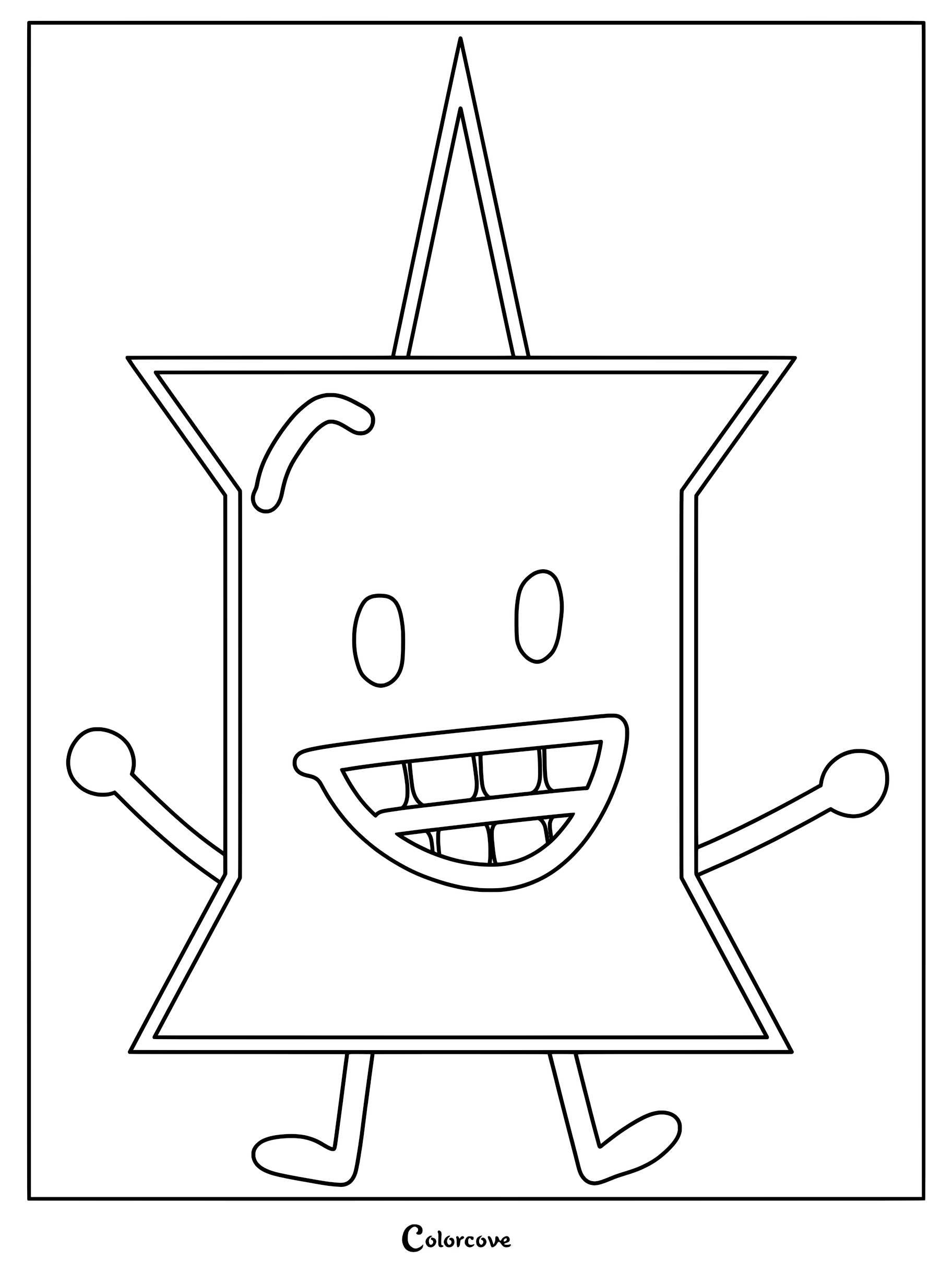 Pin from Battle For Dream Island standing with arms outstretched in this printable coloring page.