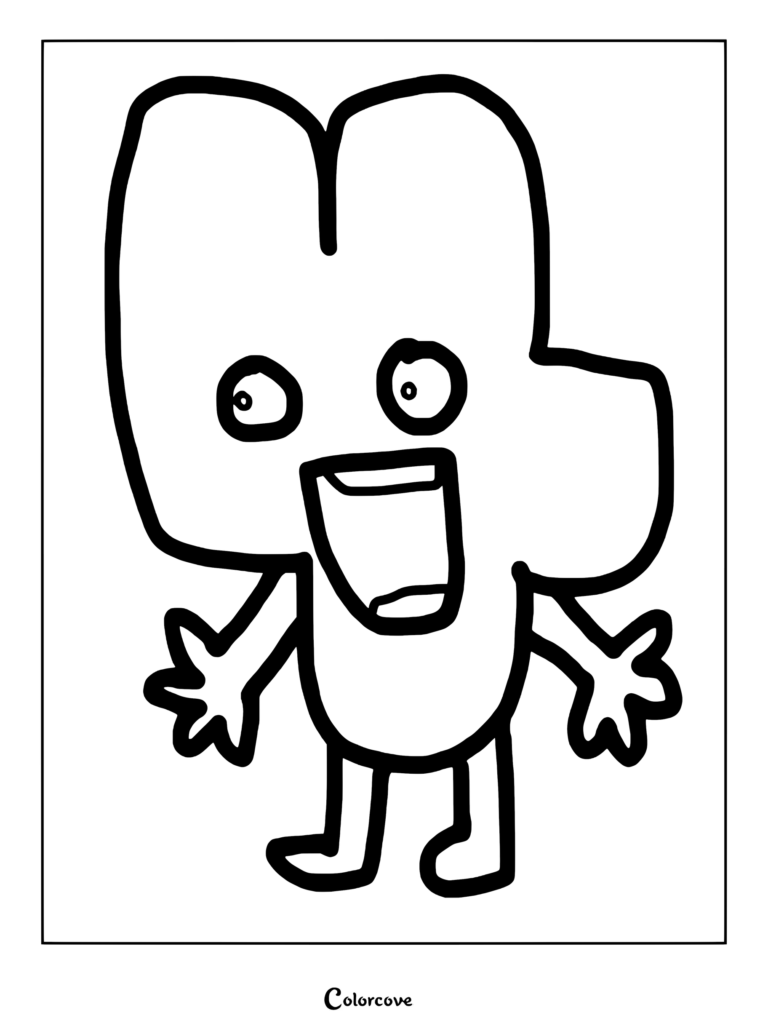 Four from Battle for BFB coloring page for Battle For Dream Island fans.