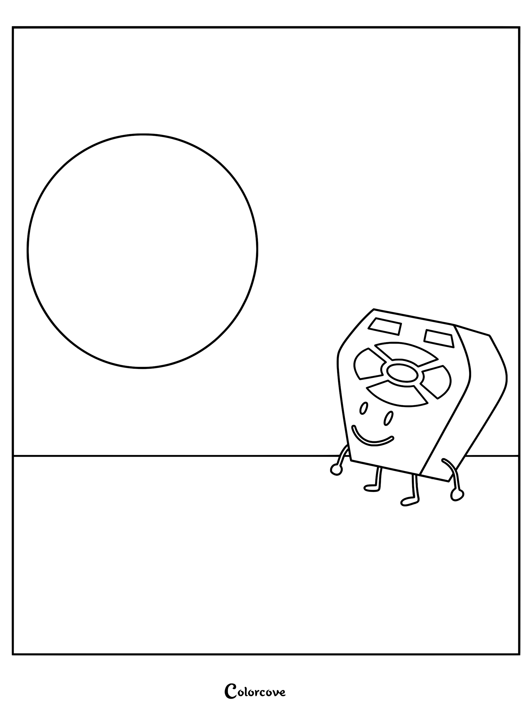 Black Hole and Remote from Battle For Dream Island standing together in a simple line art coloring page.