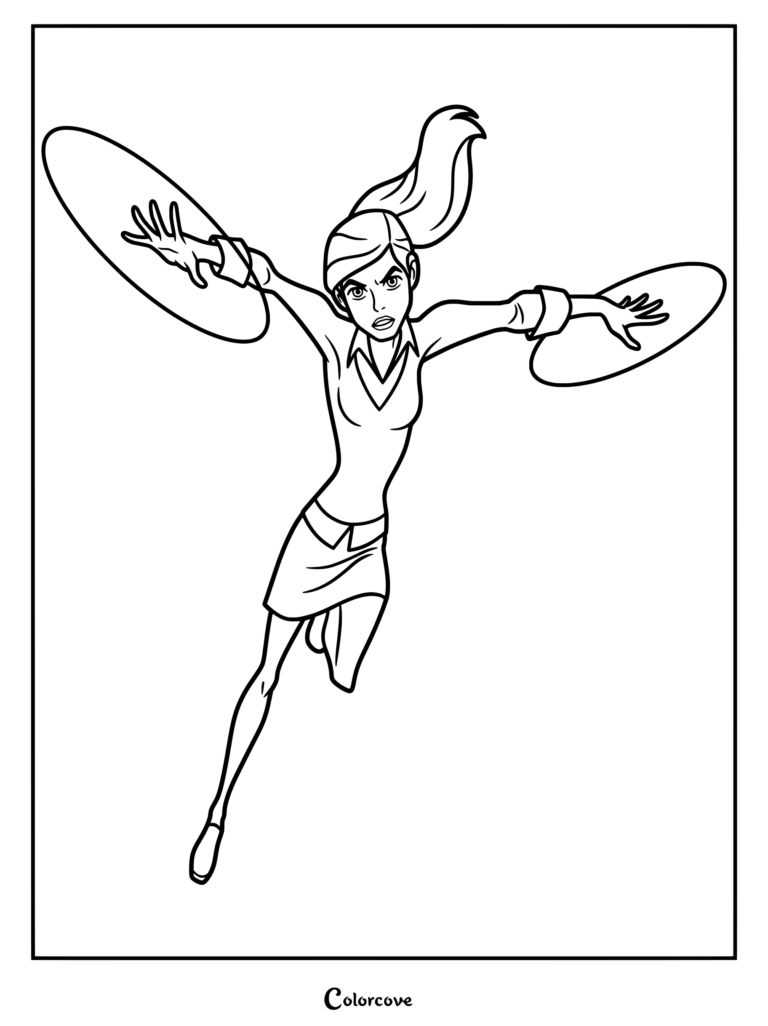 Gwen Tennyson creando brillantes discos de maná en el aire en este emocionante dibujo para colorear de Ben 10.