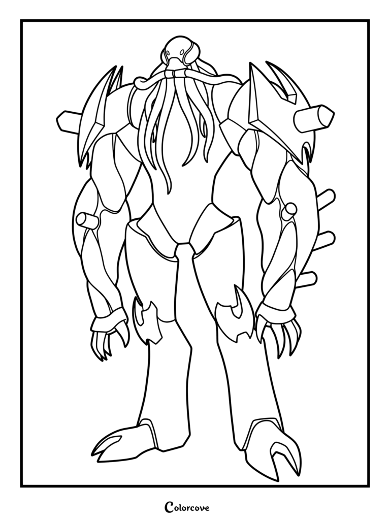 Dibujo para colorear de Vilgax, el señor de la guerra alienígena de Ben 10.