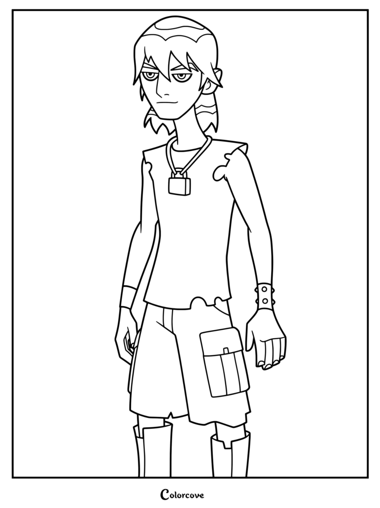 Dibujo para colorear de Kevin Levin de la serie animada original de Ben 10.