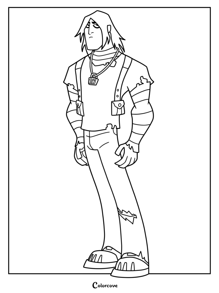 Dibujo para colorear e imprimir de Kevin Levin tal como aparece en la serie animada Ben 10: Omniverse.
