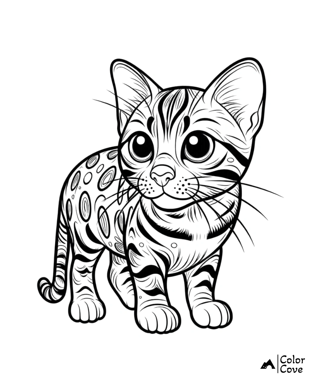 Bengal Cat Coloring Pages Free Printable Sheet (2)