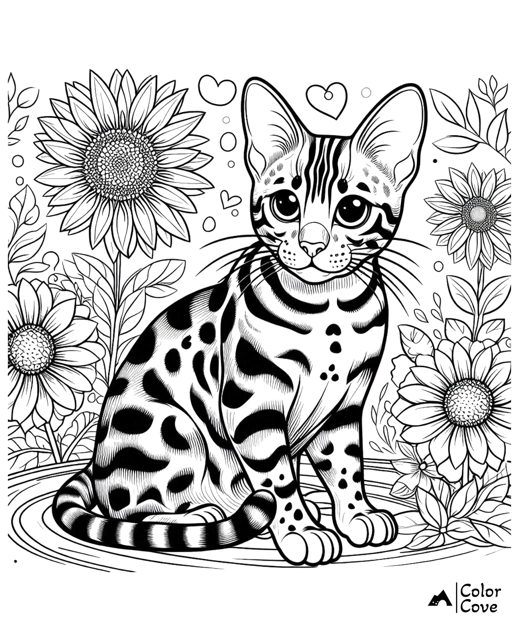 Bengal Cat Coloring Pages Free Printable Sheet (4)