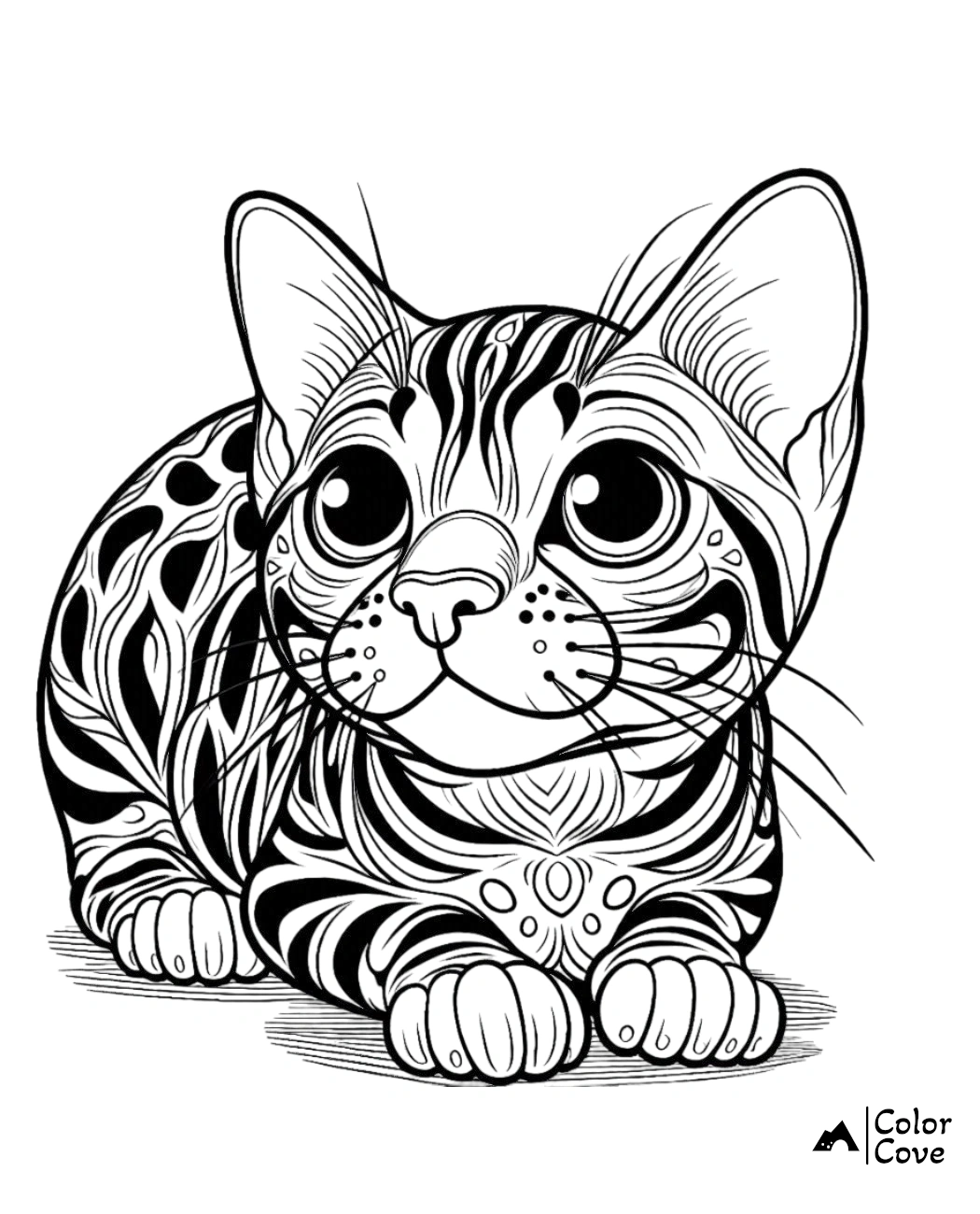 Bengal Cat Coloring Pages Free Printable Sheet (5)