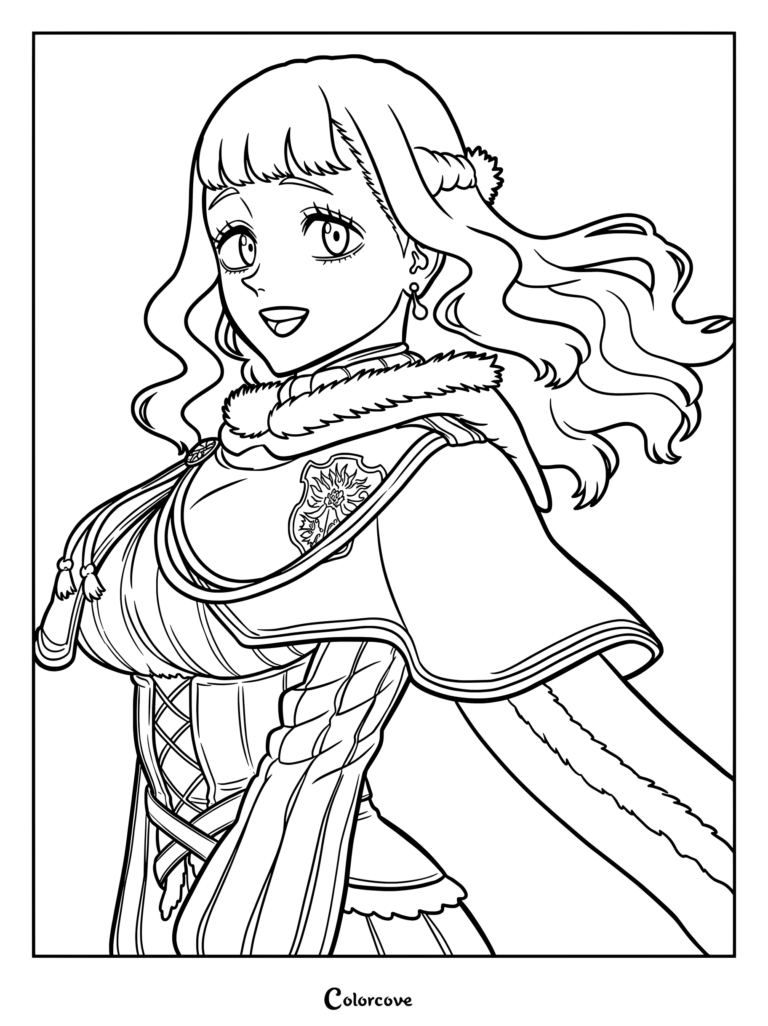 Dibujo para colorear de Mimosa Vermilion de Black Clover.