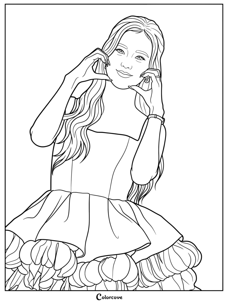 Coloriage de Jisoo faisant un signe de cœur avec ses mains