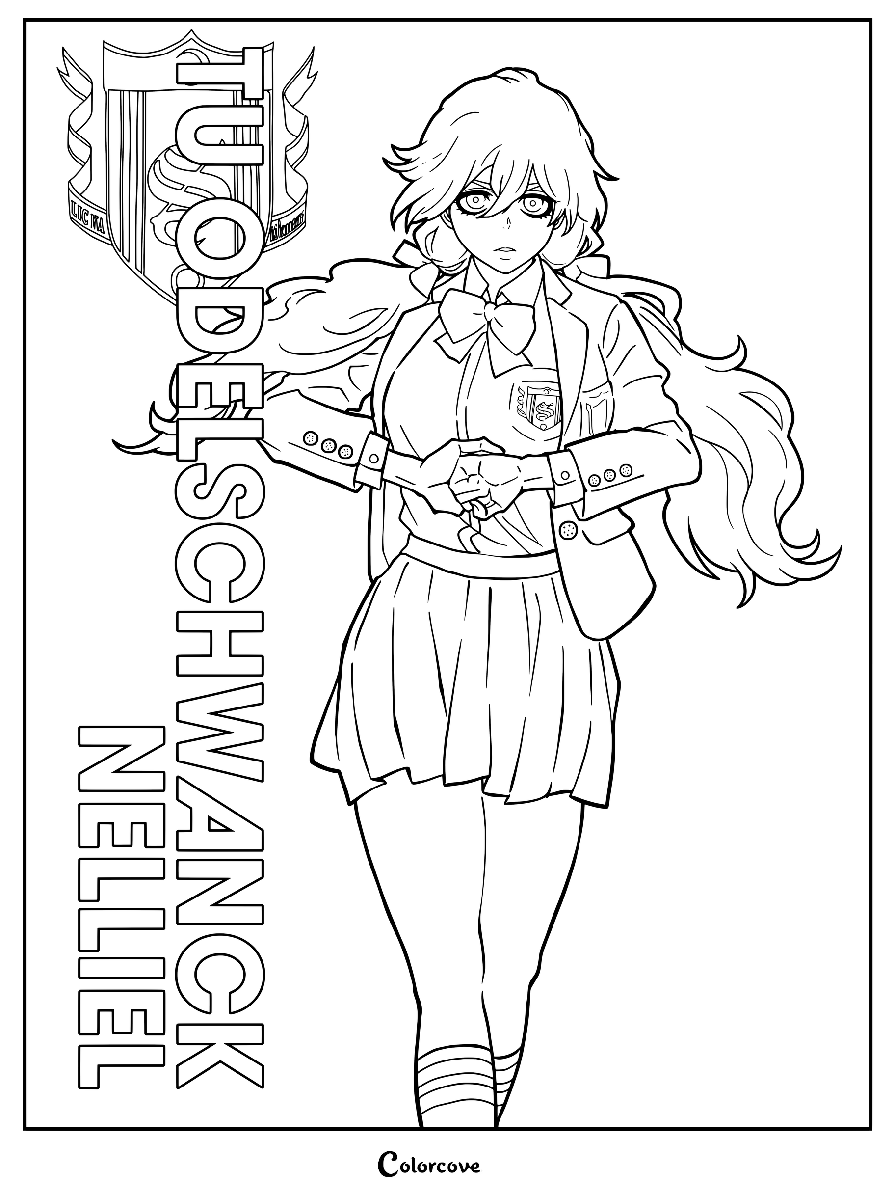 Dibujo para colorear de Nelliel Tu Odelschwanck de Bleach en estilo de universo alternativo escolar.
