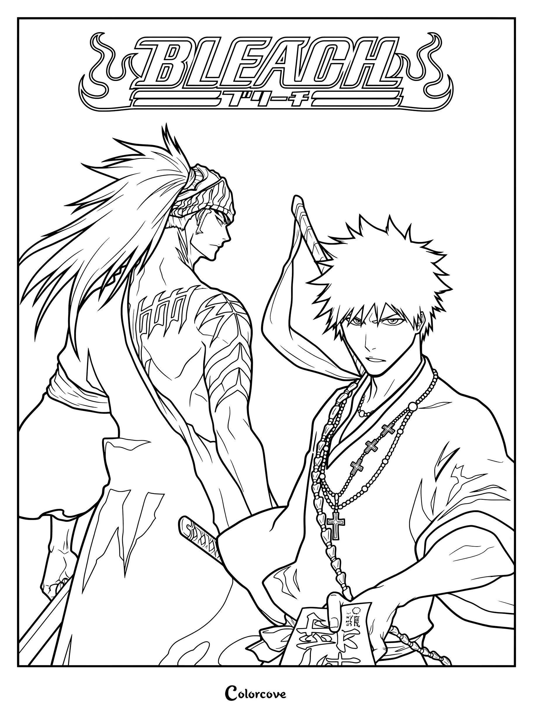 Dibujo para colorear de Ichigo Kurosaki y Renji Abarai de Bleach