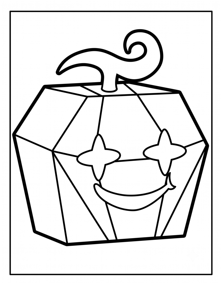 A detailed coloring page of the Uncommon Diamond physical fruit from Blox Fruits.