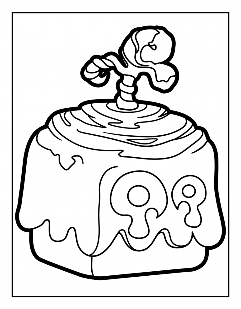 A detailed coloring page of the Mythical Dough physical fruit from Blox Fruits.