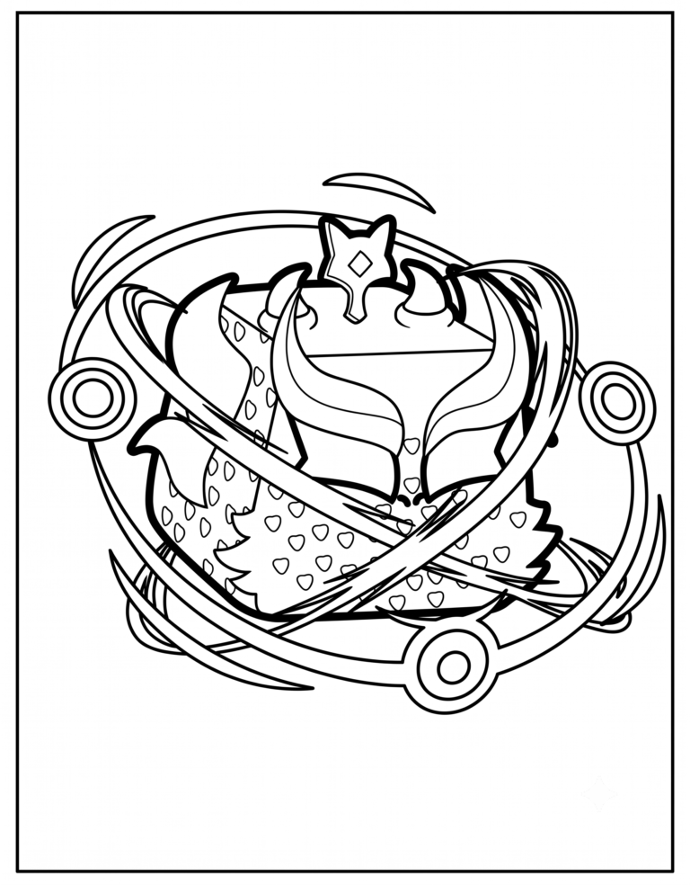 A detailed coloring page of the Mythical Dragon physical fruit from Blox Fruits.