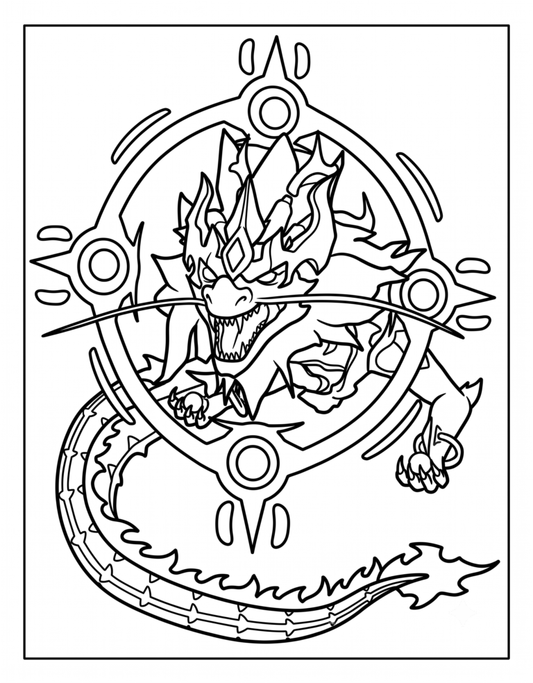 A detailed coloring page of Eastern Dragon Skin in Blox Fruit.
