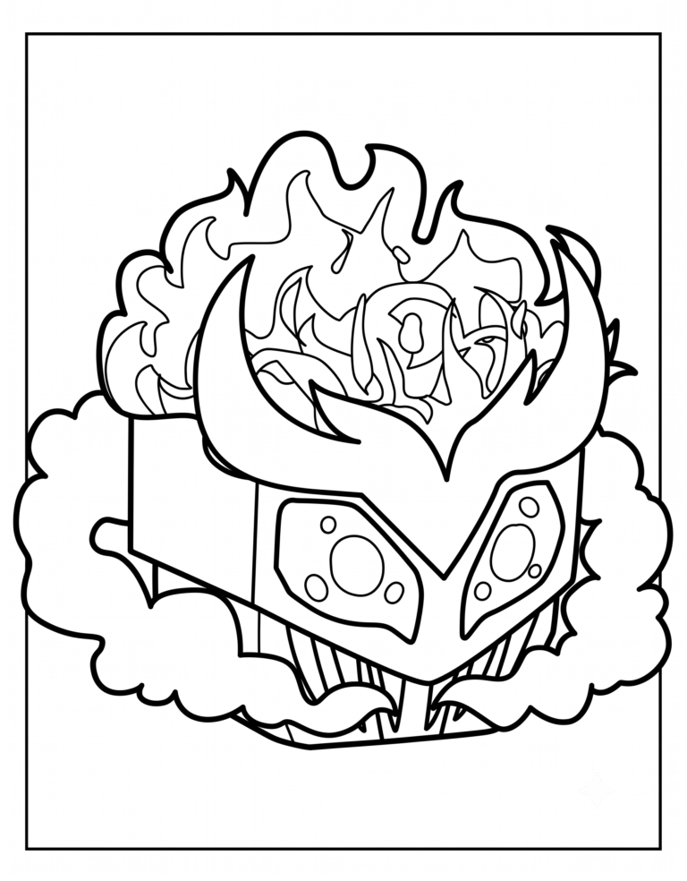 A detailed coloring page of the Mythical Gas physical fruit from Blox Fruits.