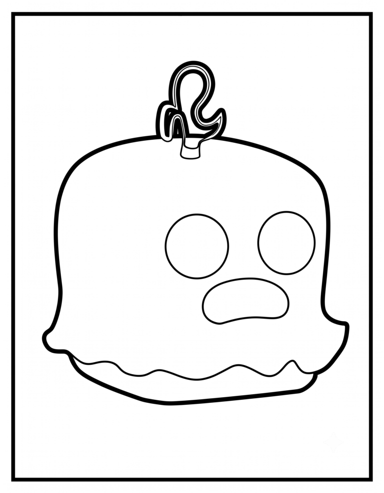 A detailed coloring page of the Rare Ghost physical fruit from Blox Fruits.
