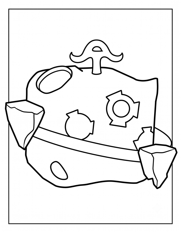 A detailed coloring page of the Mythical Gravity physical fruit from Blox Fruits.