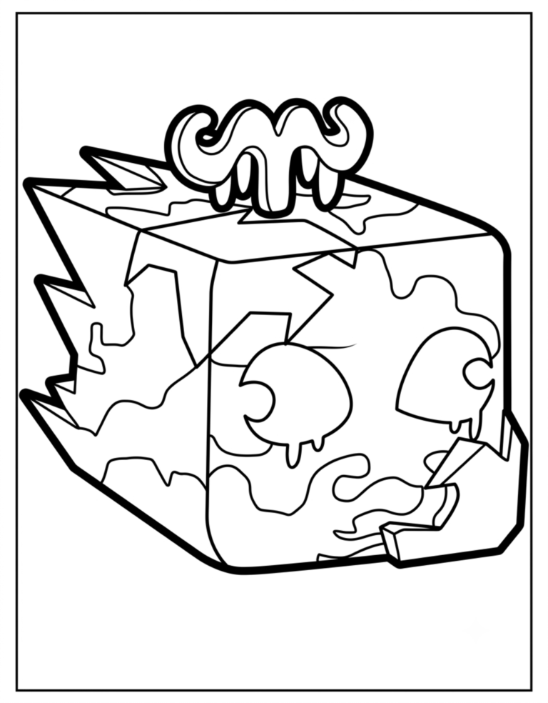 A detailed coloring page of the Uncommon Ice physical fruit from Blox Fruits.