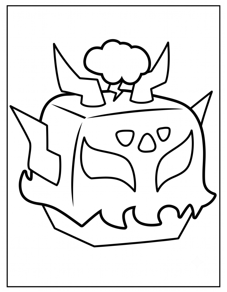 A detailed coloring page of the Legendary Lightning physical fruit from Blox Fruits.