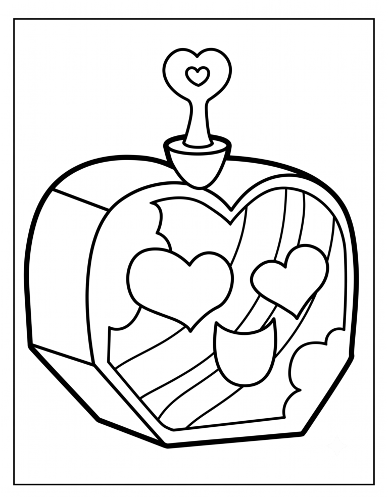 A detailed coloring page of the Legendary Love physical fruit from Blox Fruits.