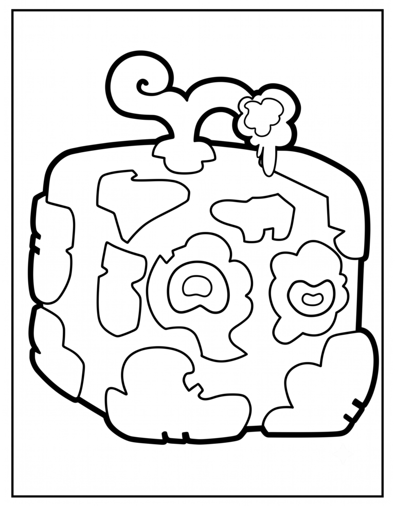 A detailed coloring page of the Rare Magma physical fruit from Blox Fruits.
