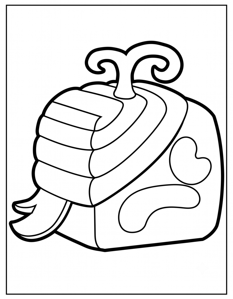 A detailed coloring page of the Legendary Pain physical fruit from Blox Fruits.