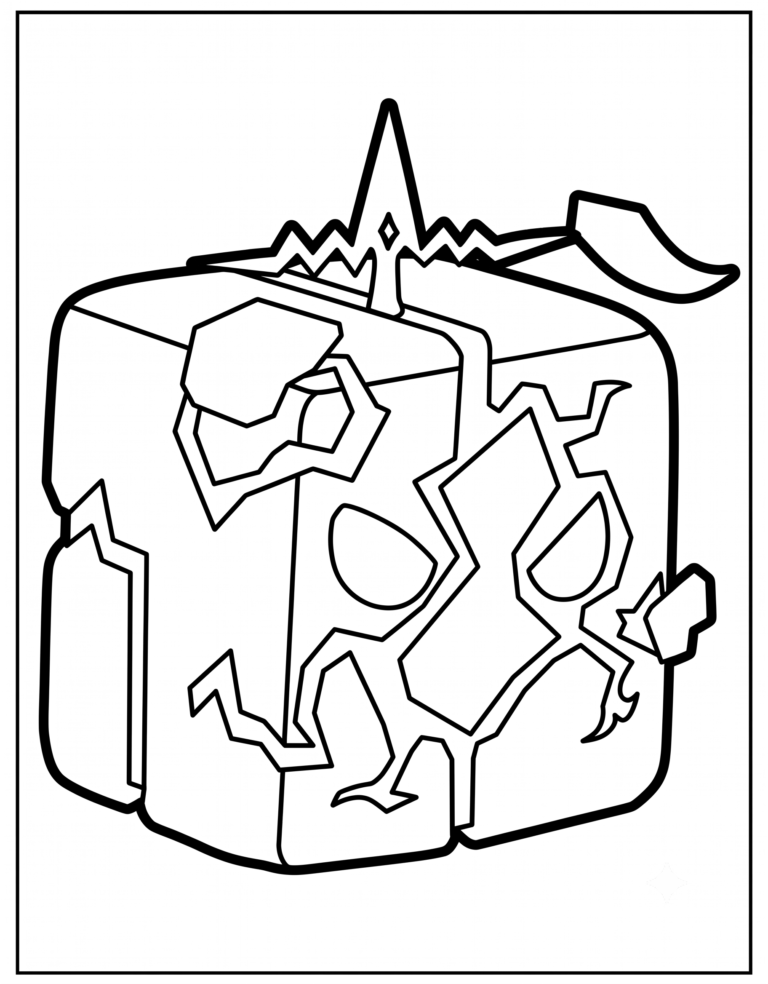 A detailed coloring page of the Legendary Quake physical fruit from Blox Fruits.