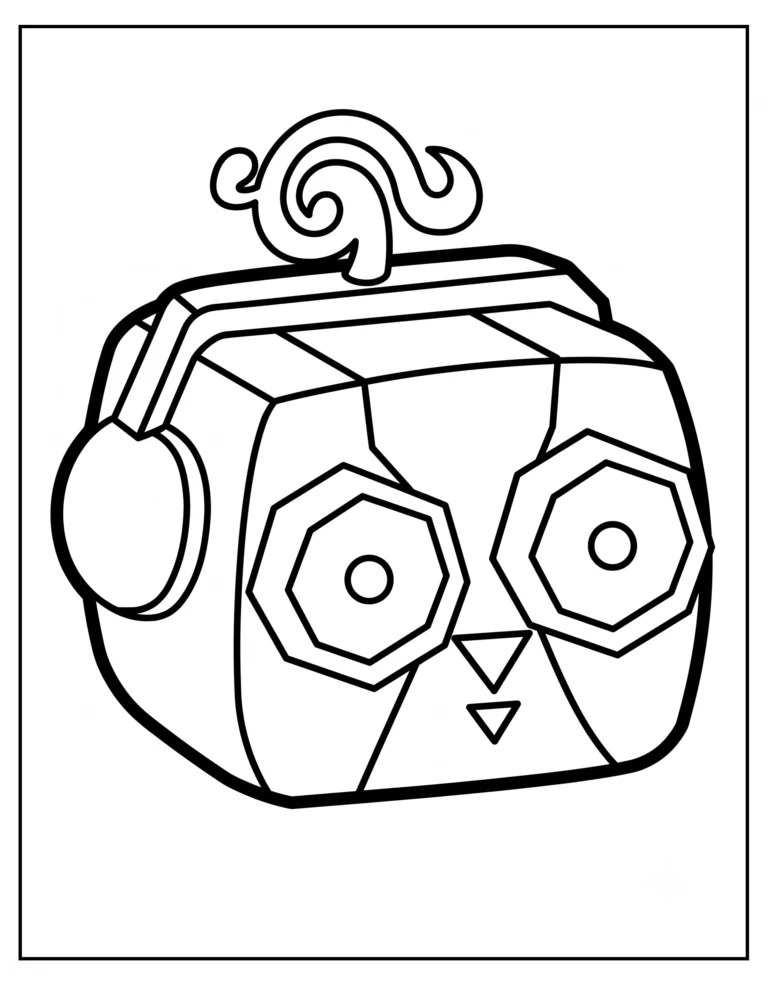 A detailed coloring page of the Legendary Sound physical fruit from Blox Fruits.