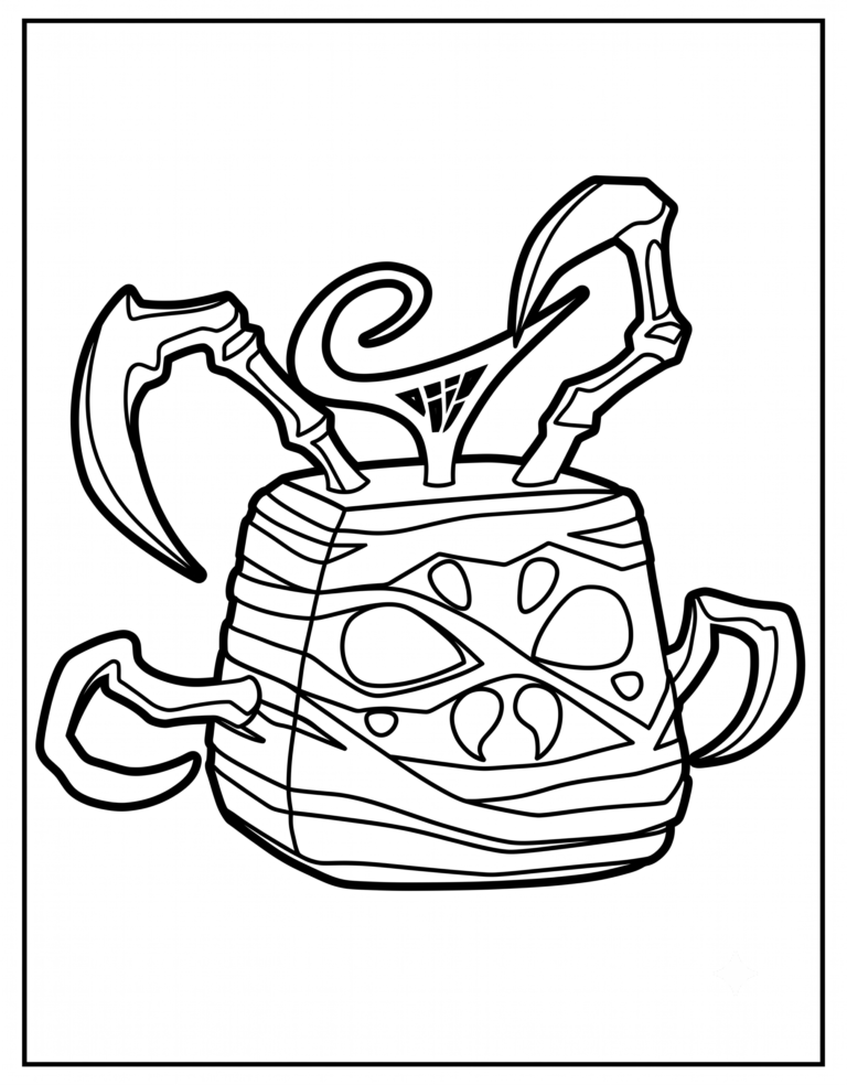A detailed coloring page of the Legendary Spider physical fruit from Blox Fruits.