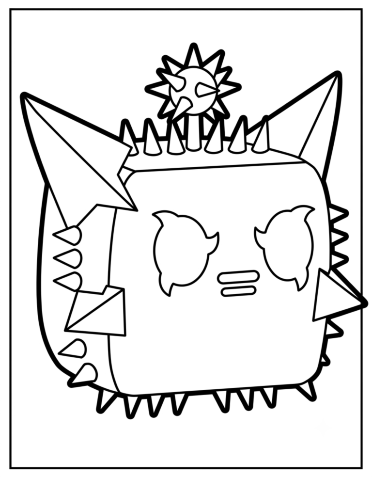 A detailed coloring page of the Common Spike physical fruit from Blox Fruits.