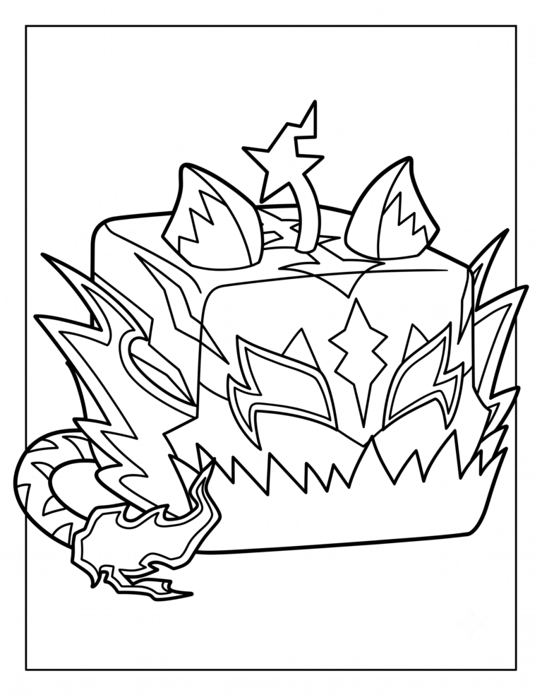 A detailed coloring page of the Mythical Tiger physical fruit from Blox Fruits.