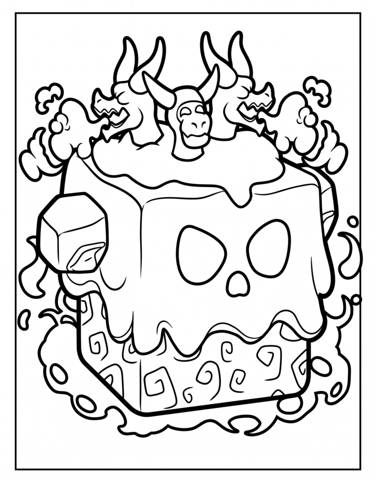 A detailed coloring page of the Mythical Venom physical fruit from Blox Fruits.