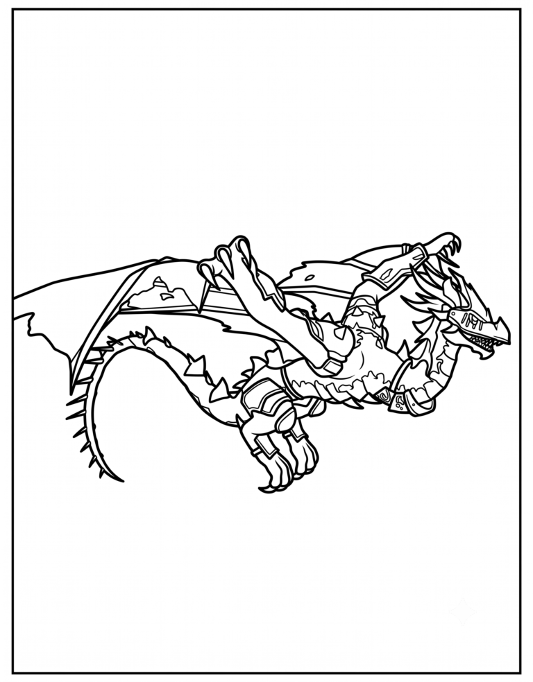 A detailed coloring page of the Western Dragon Skin in Blox Fruit.
