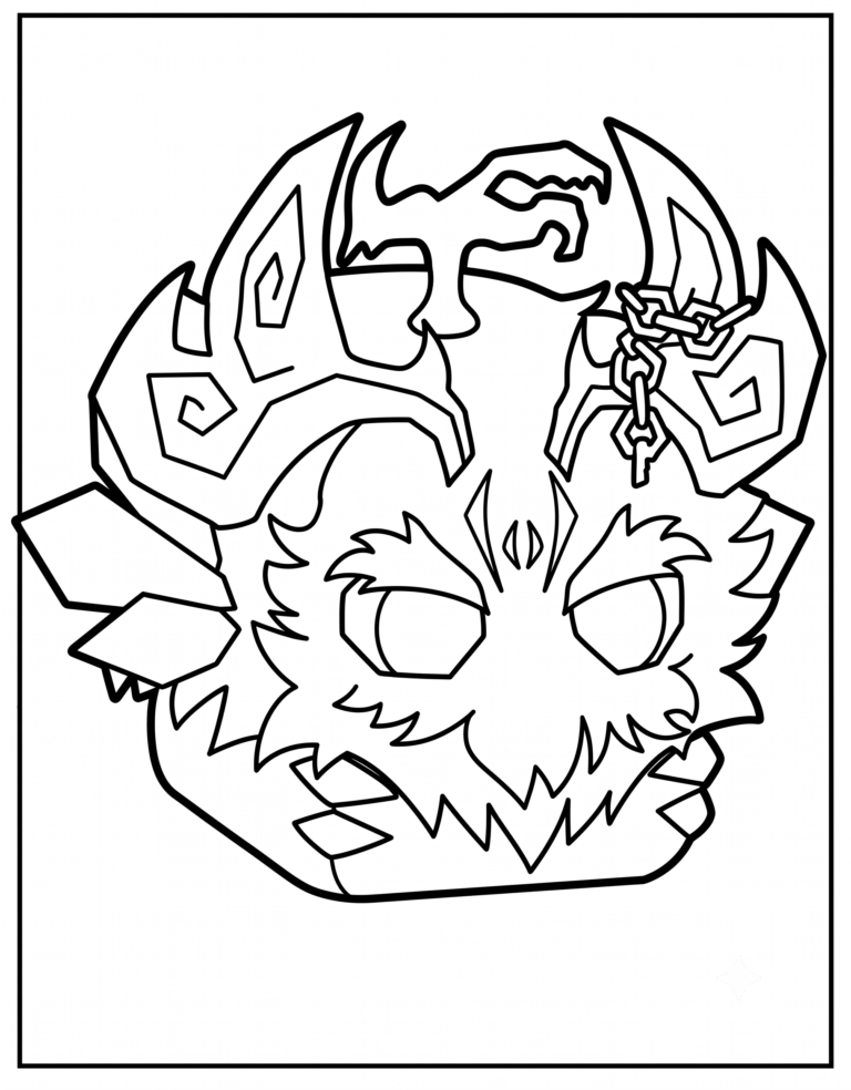 A detailed coloring page of the Mythical Yeti physical fruit from Blox Fruits.