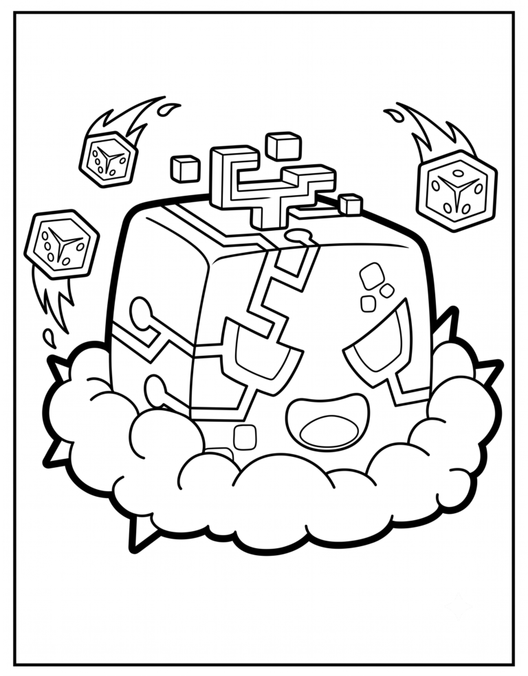 A detailed coloring page of the Mythical Control physical fruit from Blox Fruits.