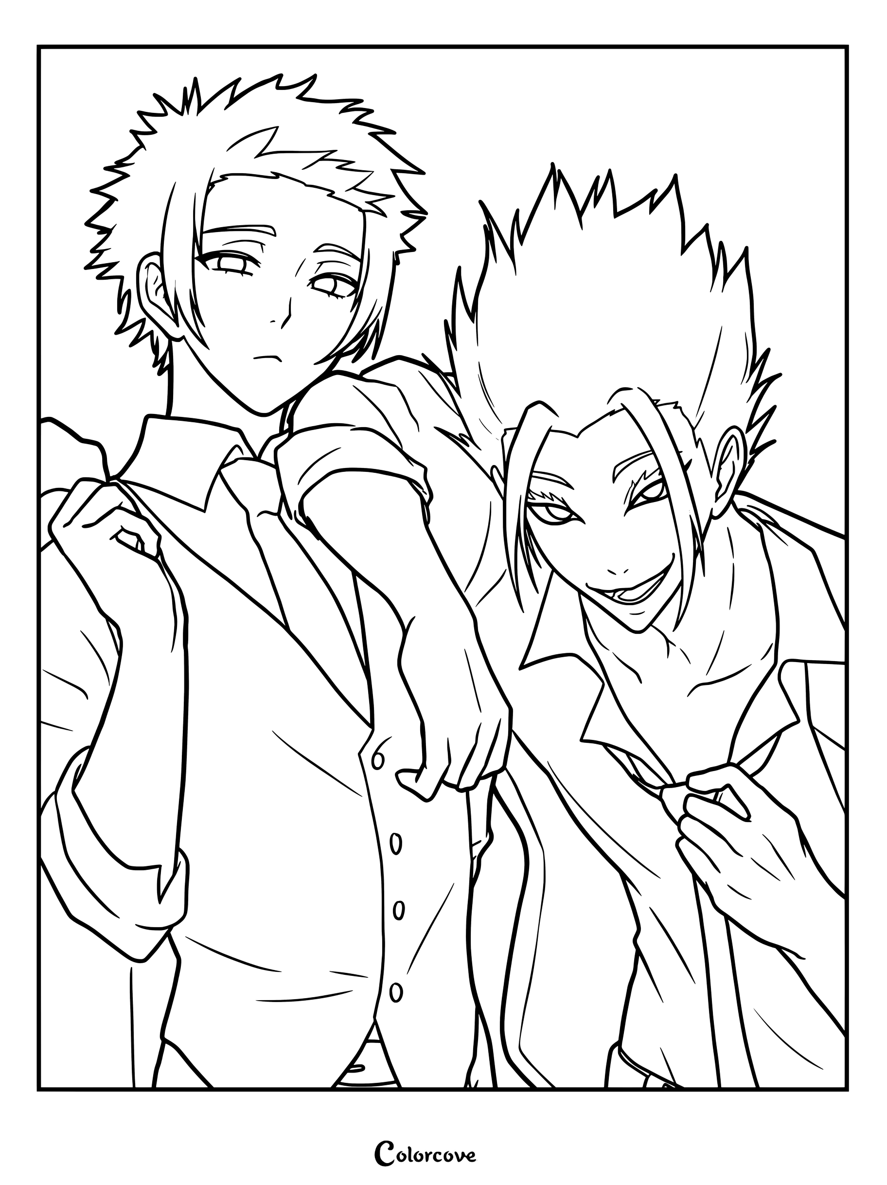 Dibujo imprimible gratuito para colorear con Sae Itoshi y Ryusei Shidou de Blue Lock.