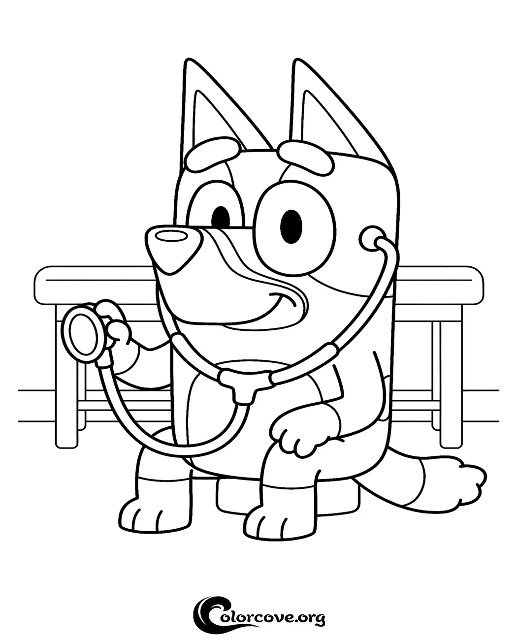 Bring your favorite Heeler to life with this fun Doctor Bluey coloring page! Simply download and print this free activity sheet for kids in seconds.
