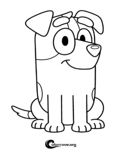 A friendly Jack Russell dog from the Bluey TV show, perfect as a free printable coloring page for kids to color.