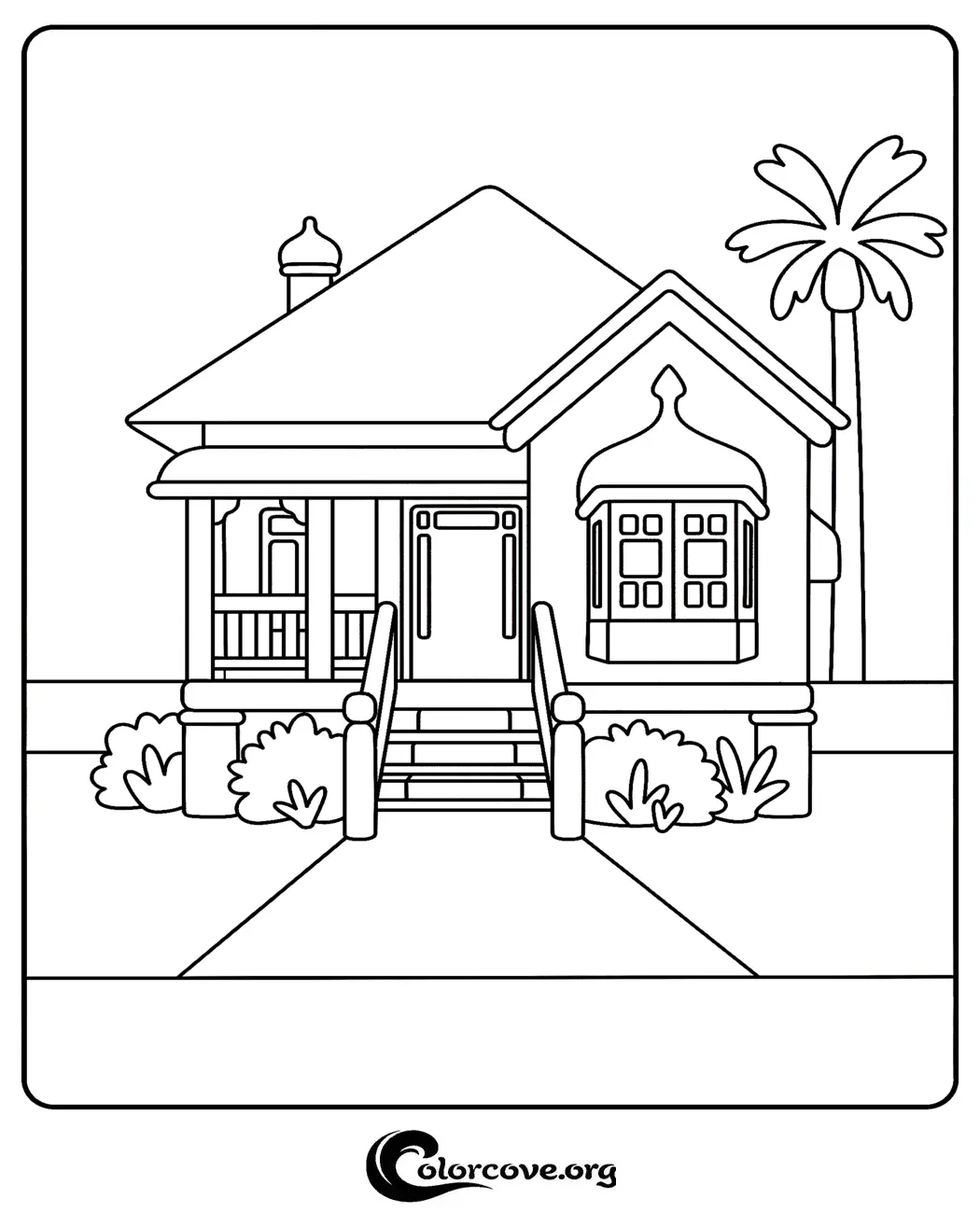 Bring the Heeler family home to life with this fun and free Bluey house coloring page. Simply download and print this iconic residence for hours of creative coloring fun for kids.