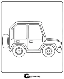 A printable coloring page of the iconic family 4WD car from Bluey, perfect for kids who love the show.