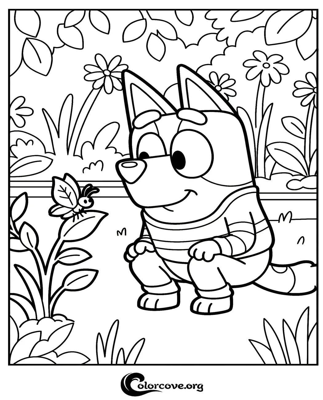 Bring the magic of the garden to life with this fun Bluey coloring page, perfect for kids who love the show. Download and print this high-quality coloring sheet for free in just seconds!