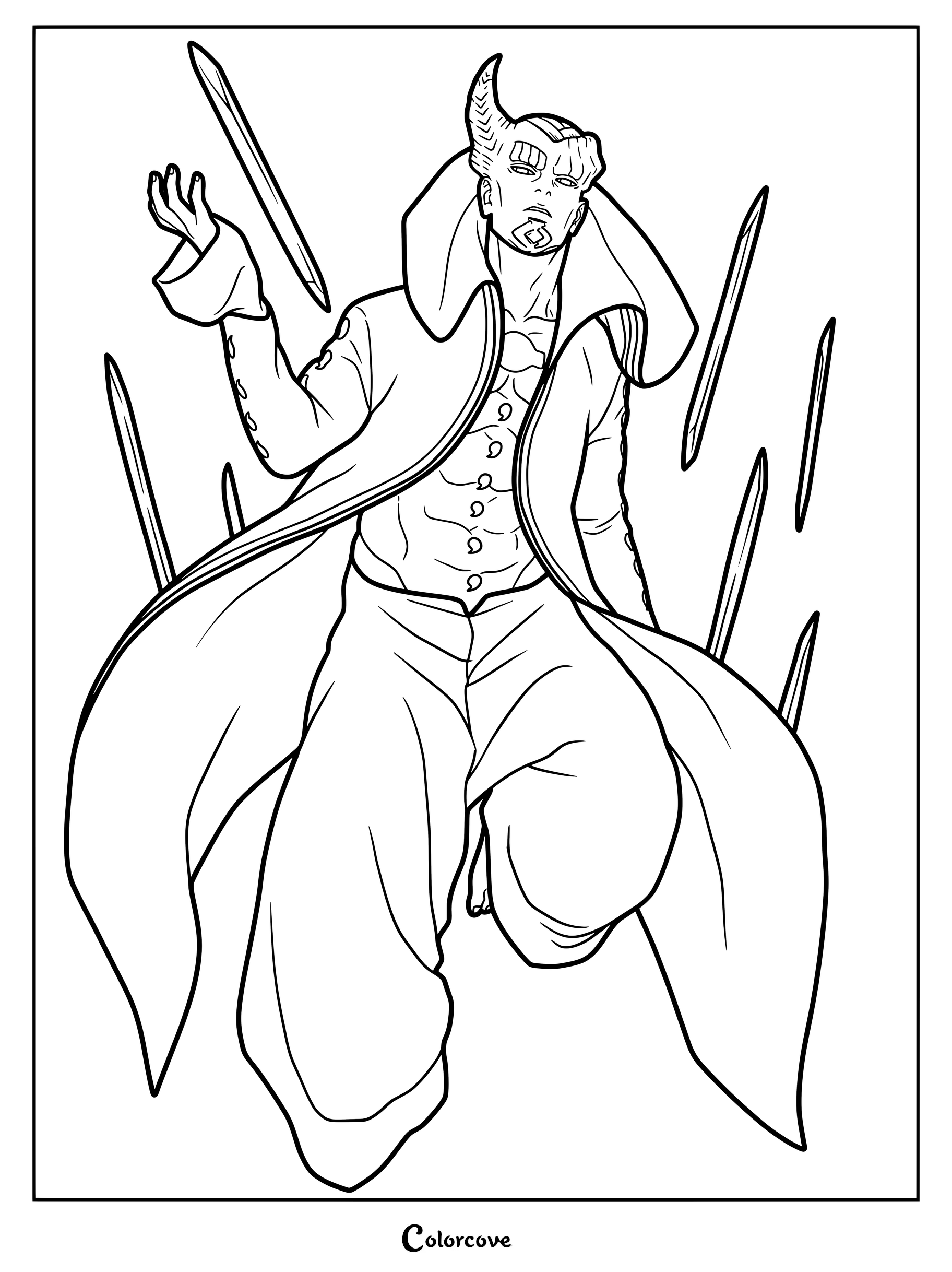 Coloriage d'Isshiki Ôtsutsuki invoquant des récepteurs noirs