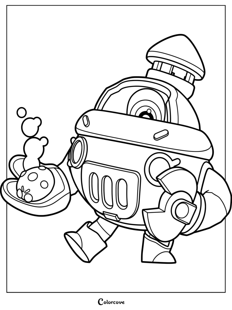Pearl from Brawl Stars holding a steaming cookie in this detailed line art coloring page.