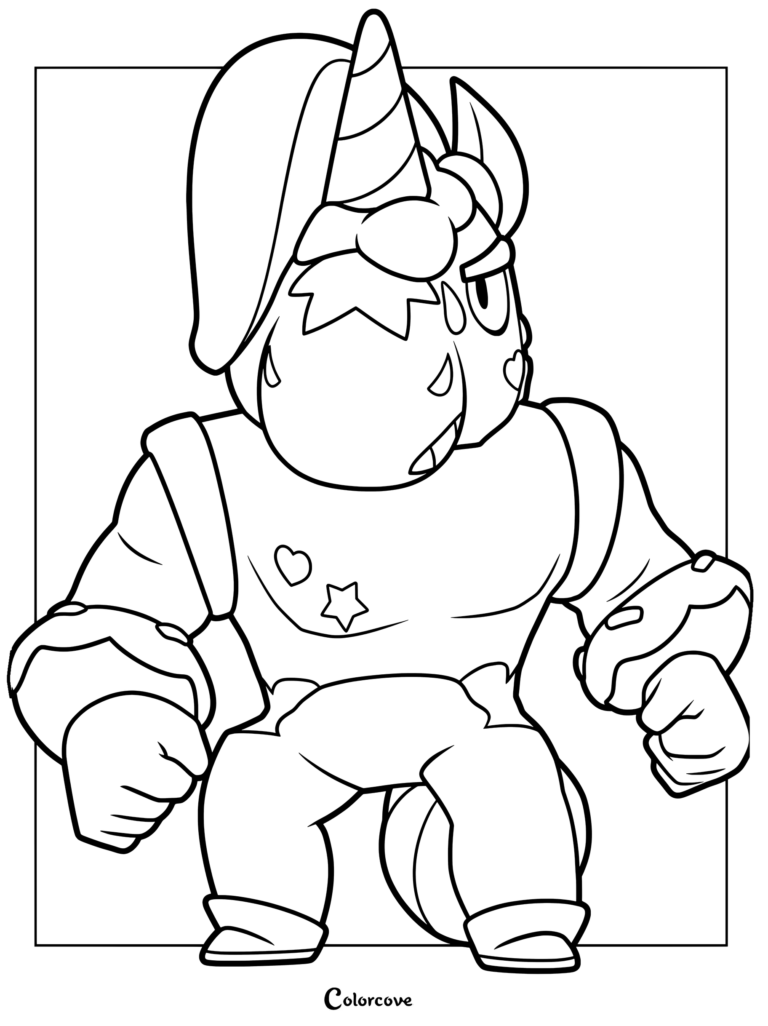 Brawl Stars Berry character in a dynamic pose for a printable coloring page