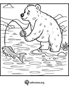 a bear with a scarf in front of mountains