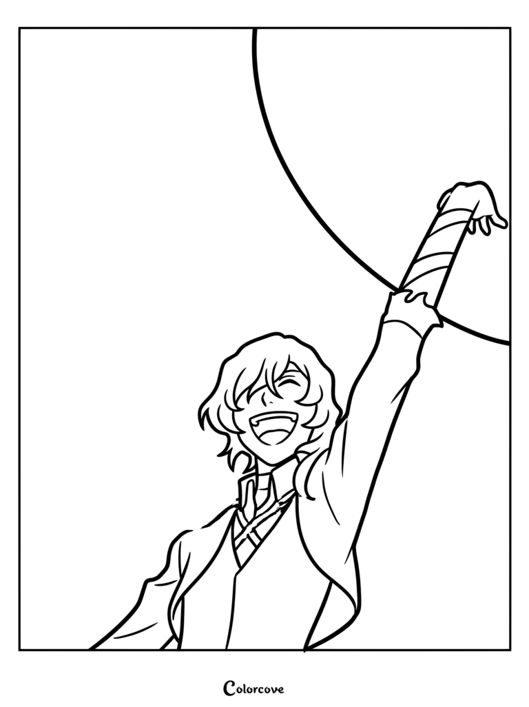 Dibujo para colorear de Chuuya Nakahara activando su verdadera habilidad, Corrupción, en el anime Bungo Stray Dogs.
